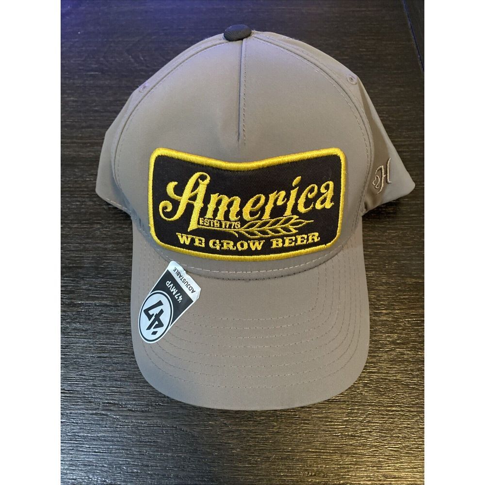 America We Grow Beer‎ 1776 Hat Adjustable Gray Black And Gold Patch